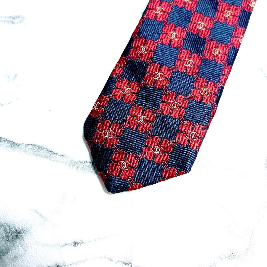 ✨極美品✨使用感なし✨CHANEL ココマーク　クローバー　ブラック　ネクタイ