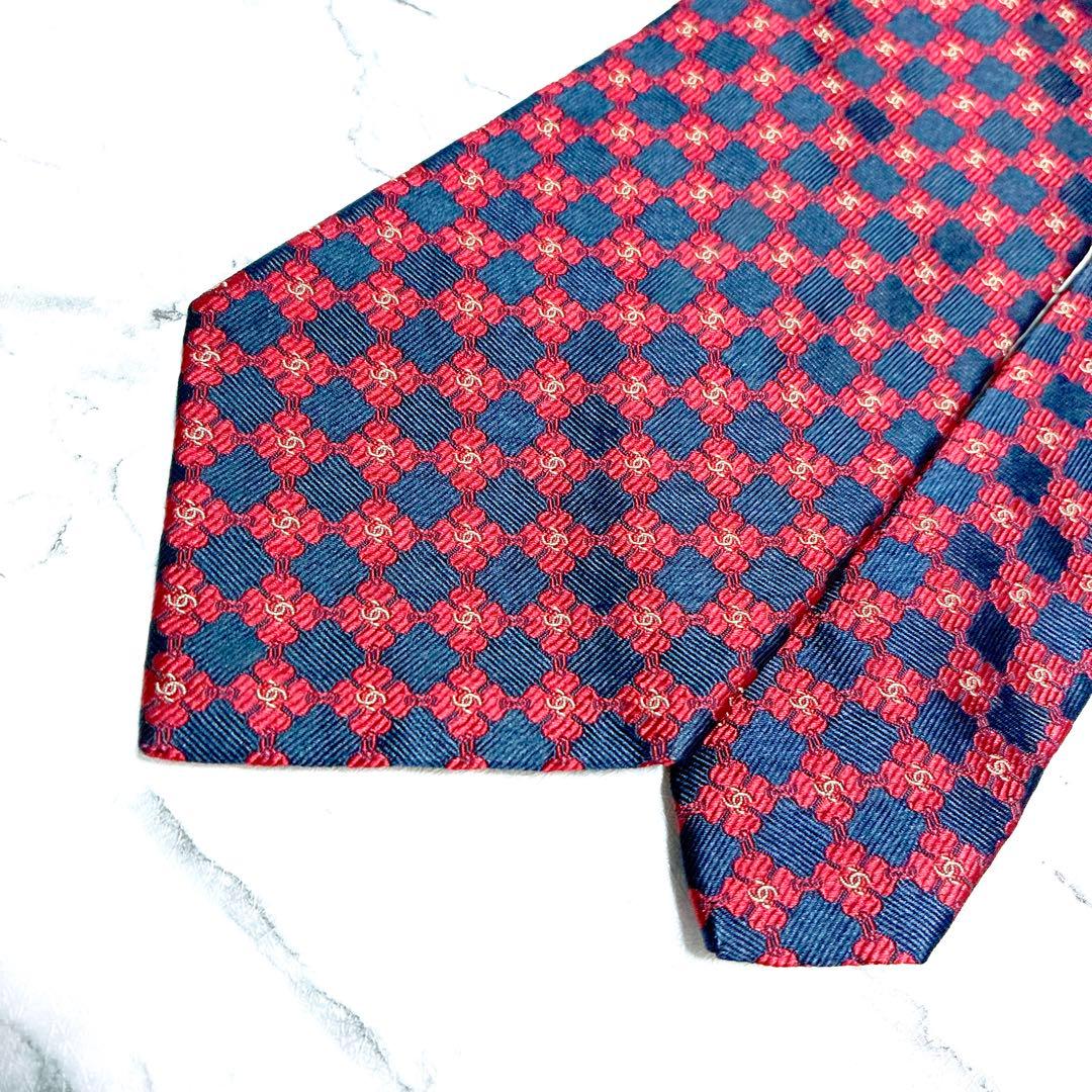 ✨極美品✨使用感なし✨CHANEL ココマーク　クローバー　ブラック　ネクタイ