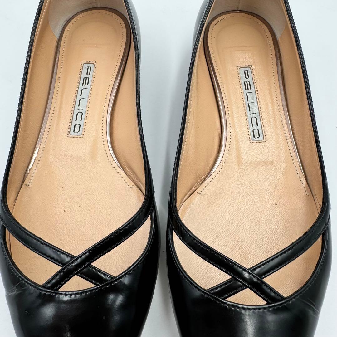 PELICO パンプス　フラット　レザー　ブラック　サイズ37