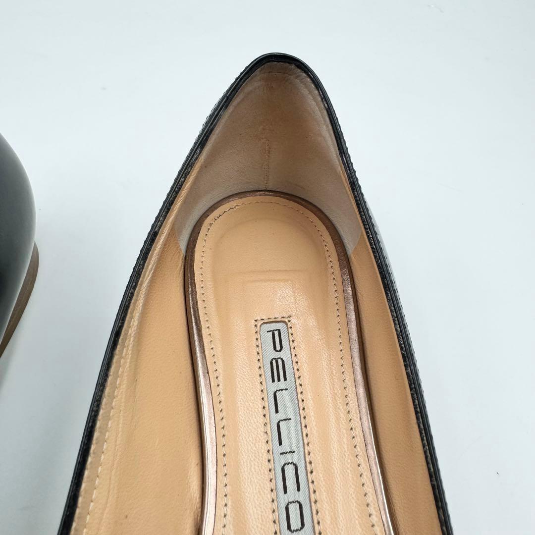 PELICO パンプス　フラット　レザー　ブラック　サイズ37