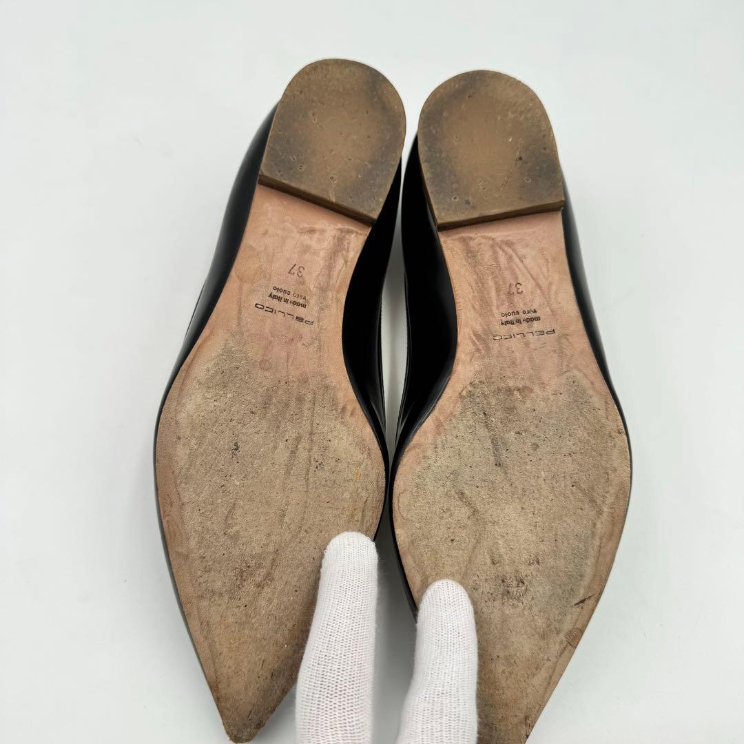 PELICO パンプス　フラット　レザー　ブラック　サイズ37