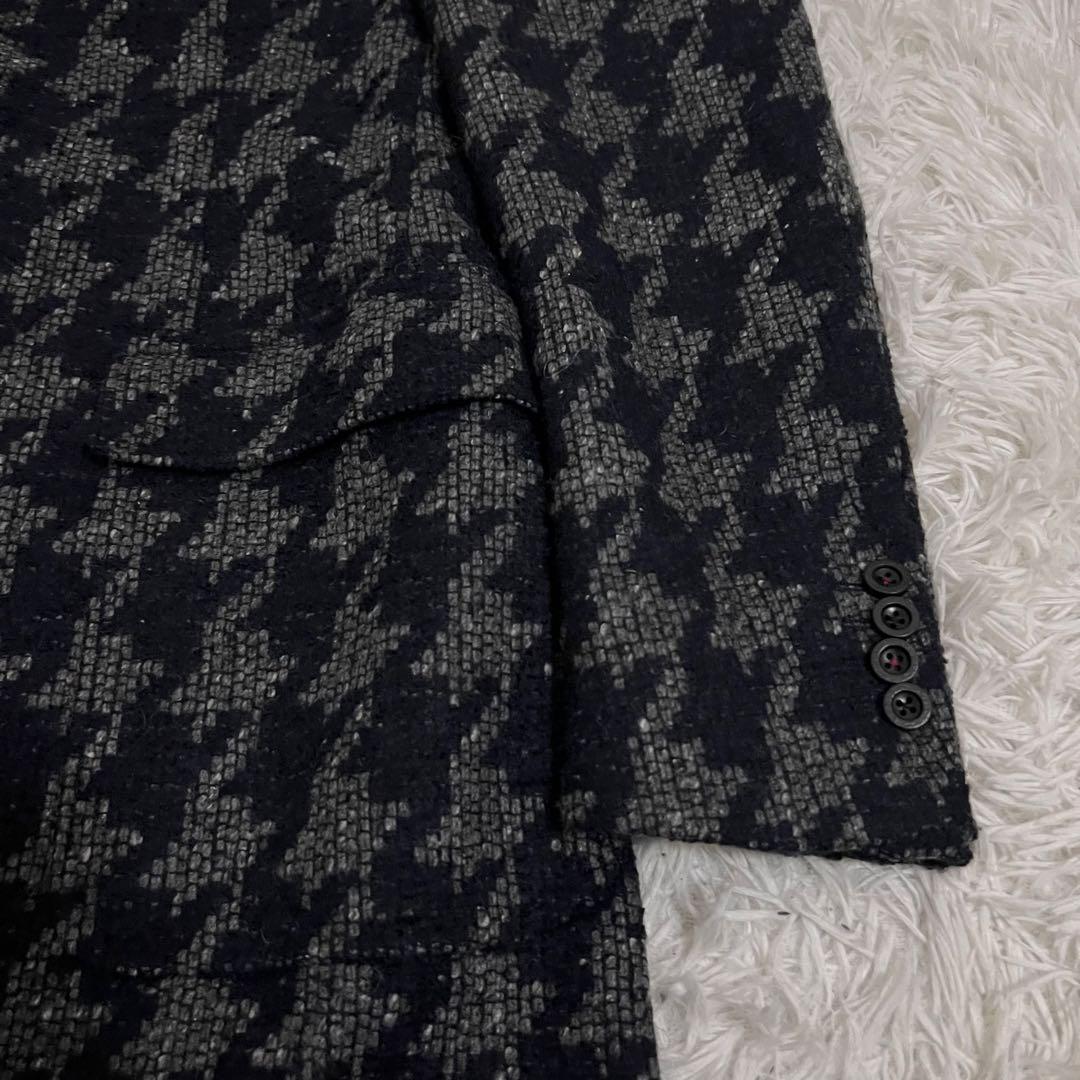 美品✨giacche チェスターコート 千鳥格子柄 ツイード調 イタリア 50