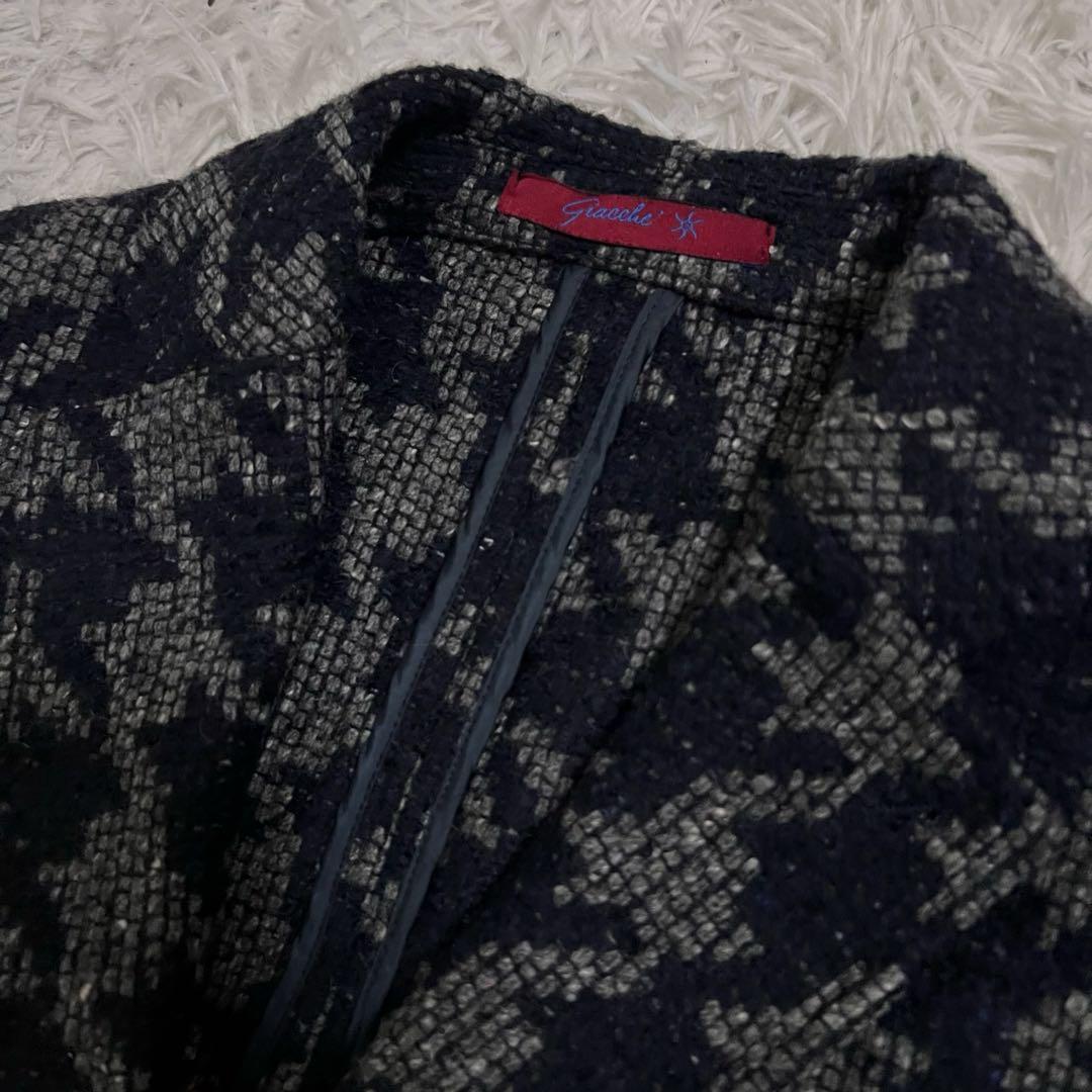 美品✨giacche チェスターコート 千鳥格子柄 ツイード調 イタリア 50