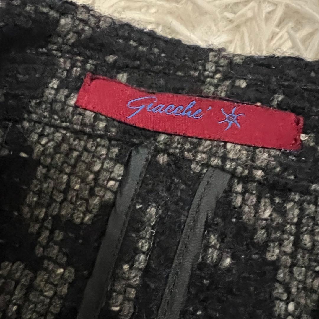美品✨giacche チェスターコート 千鳥格子柄 ツイード調 イタリア 50