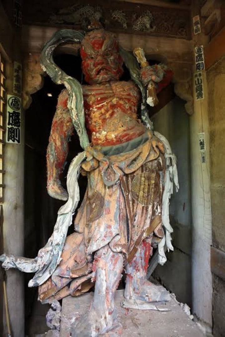 江戸期・護法善神「那羅延金剛・密迹金剛」仁王・金剛力士・二体一対・漆柿渋紅彩色