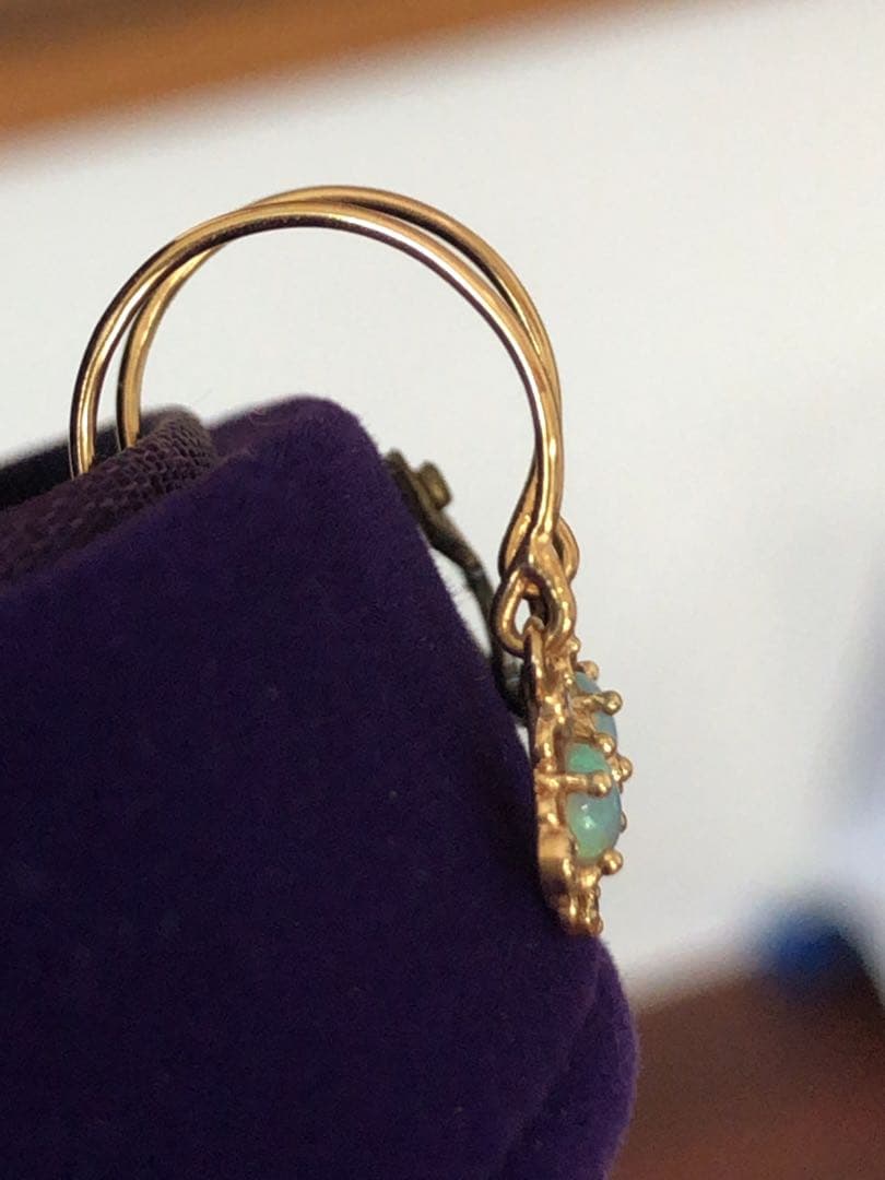 美品♡アガット K18/K14 オパール ダイヤモンド ピアス クラシック調