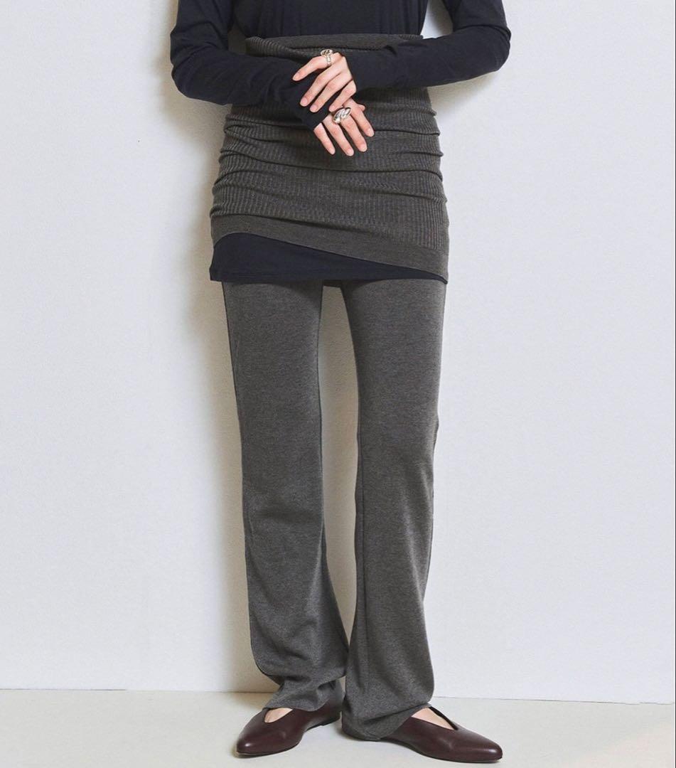plage プラージュ　18G スムースパンツ　グレー 36