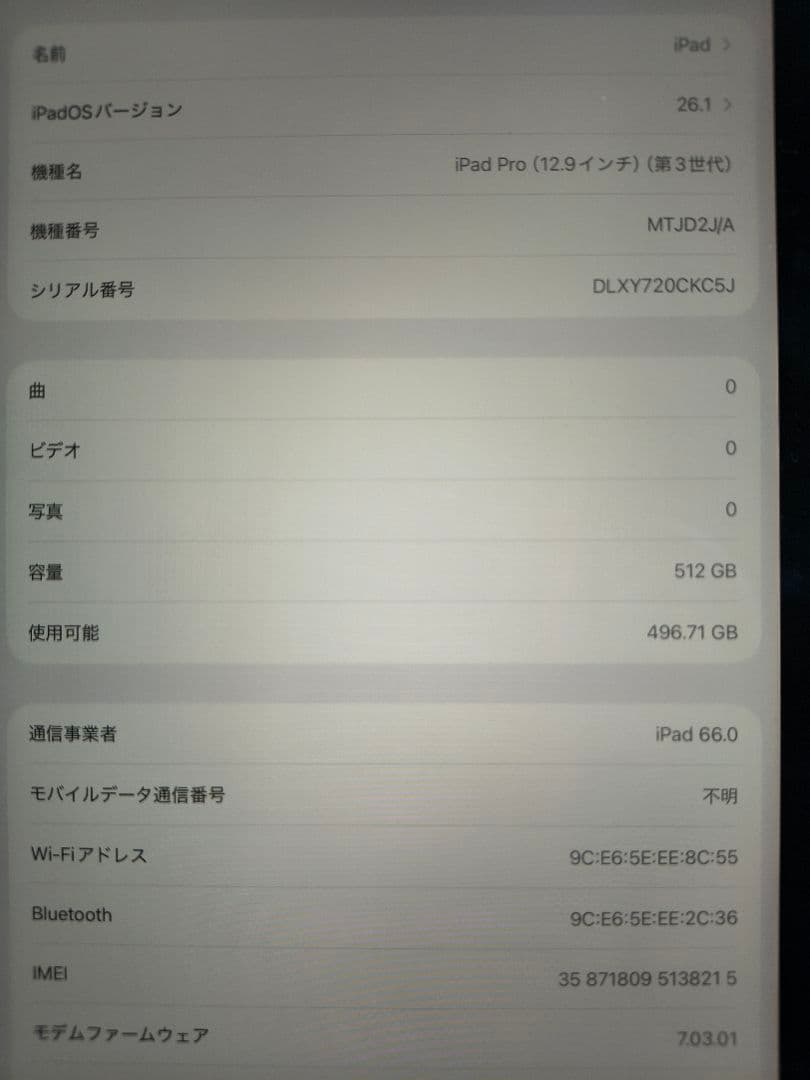 iPad Pro12.9 512GB本体ジャンク品