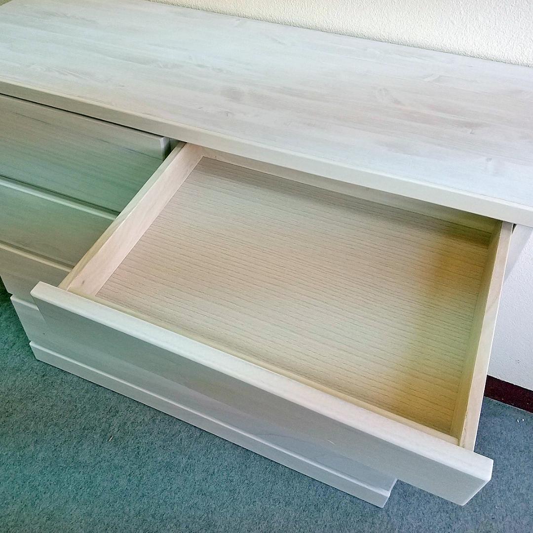 訳ありB品　100cmローチェスト4段　国産品　ホワイト　桐　スライドレール引出