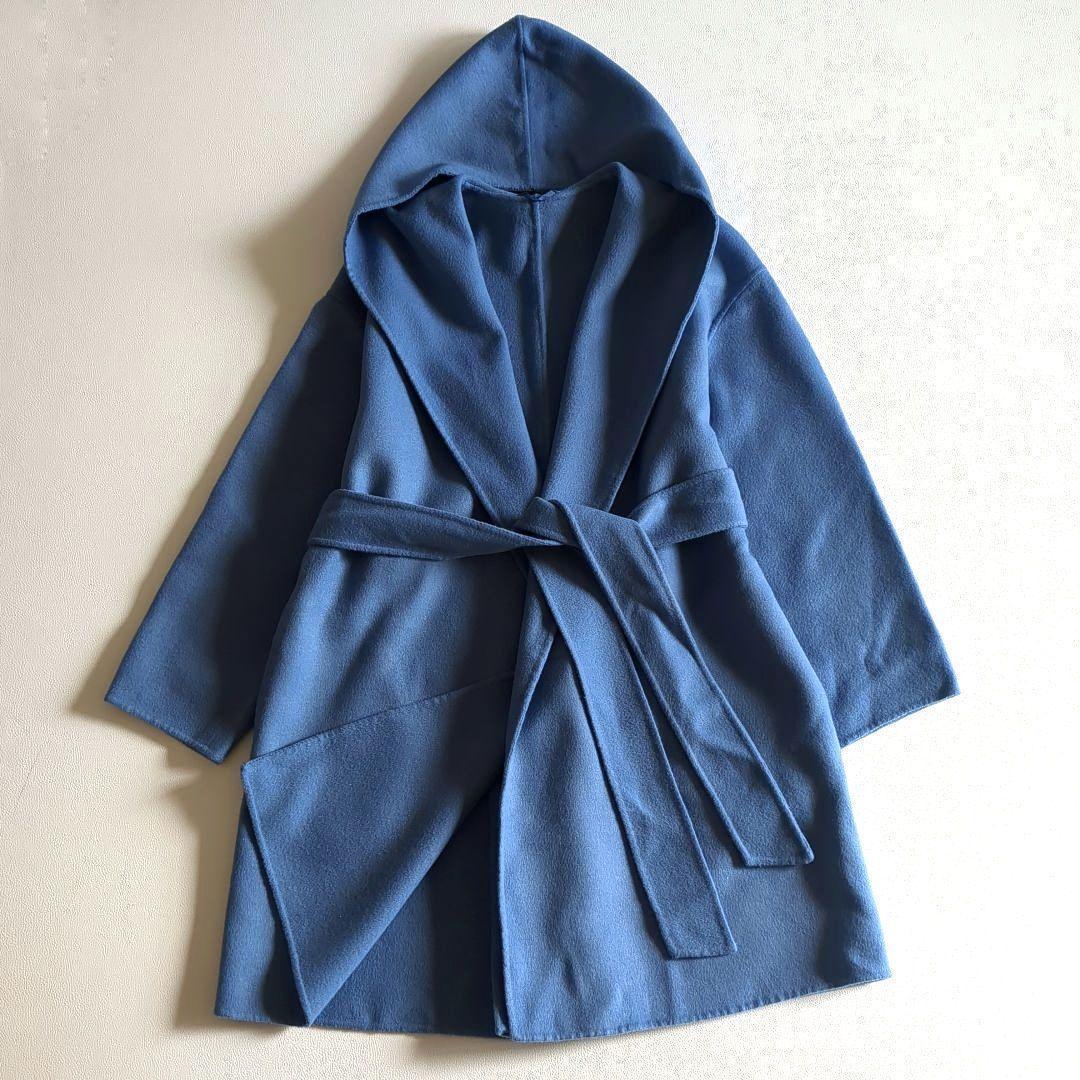 アルアバイル リバーコート ショールカラー フード ダブルフェイス カシミヤ混