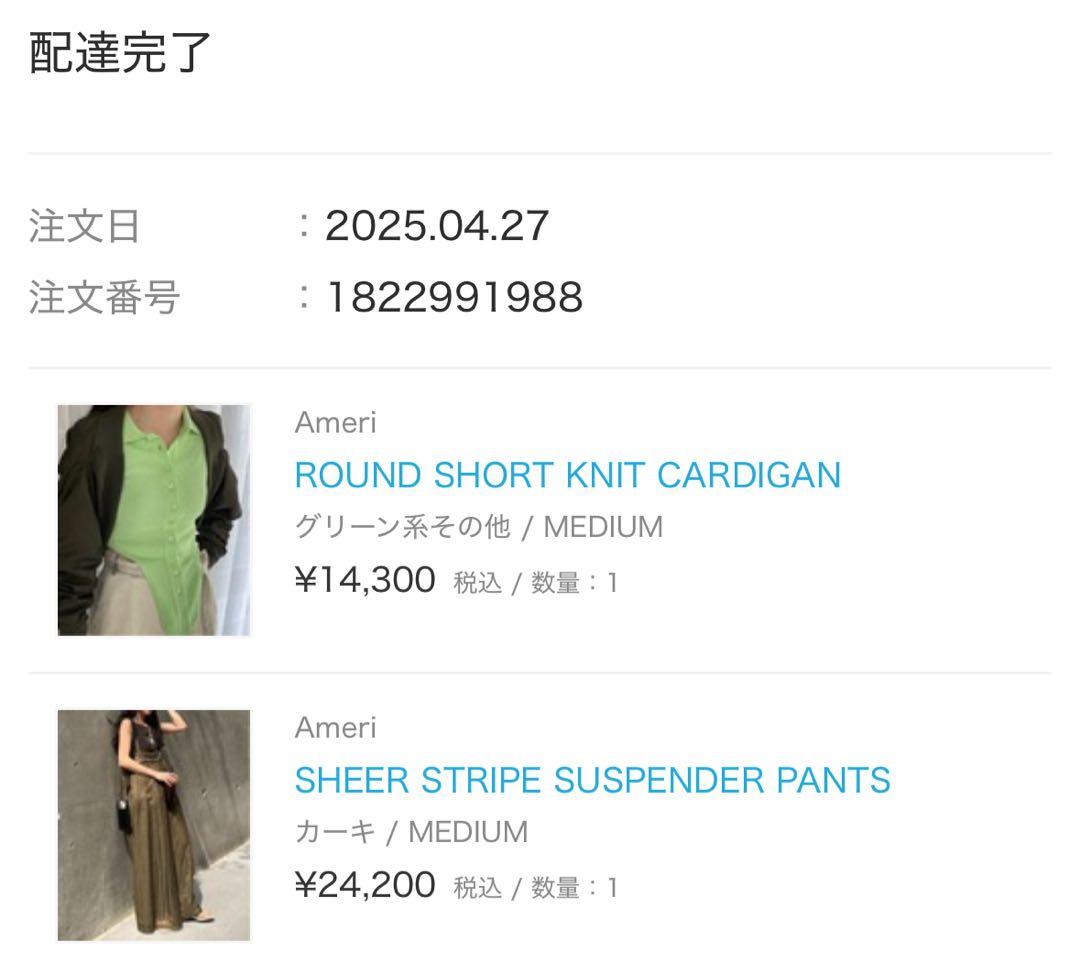 パンツ Ameri SHEER STRIPE SUSPENDER PANTS M
