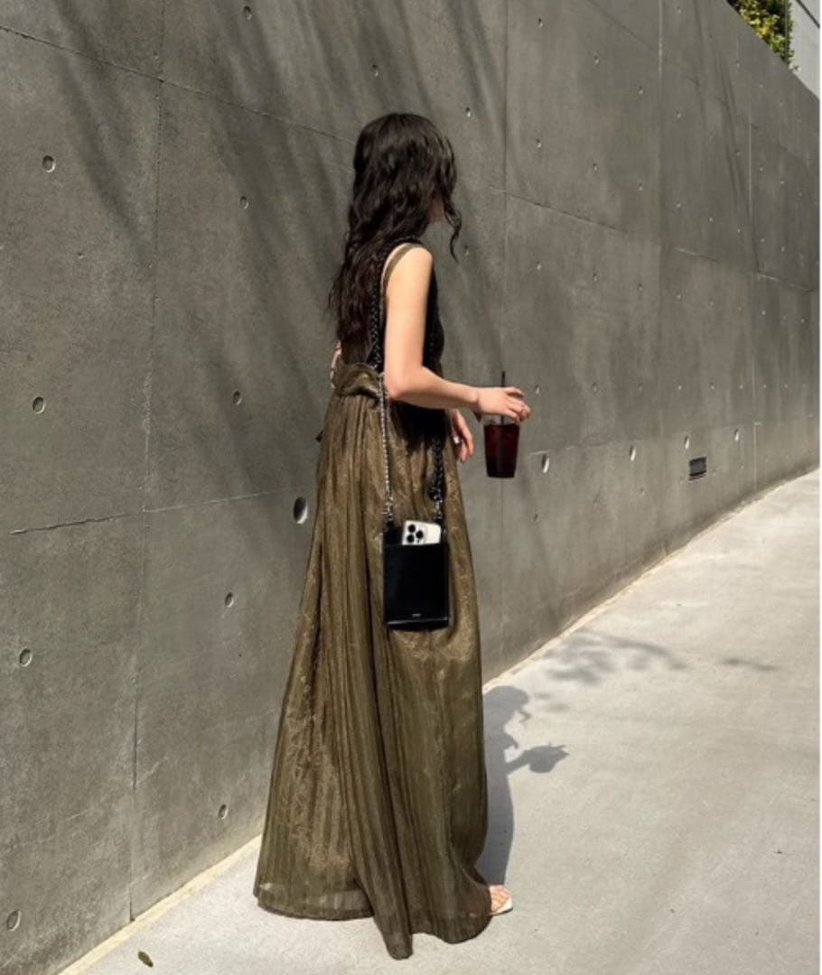 パンツ Ameri SHEER STRIPE SUSPENDER PANTS M