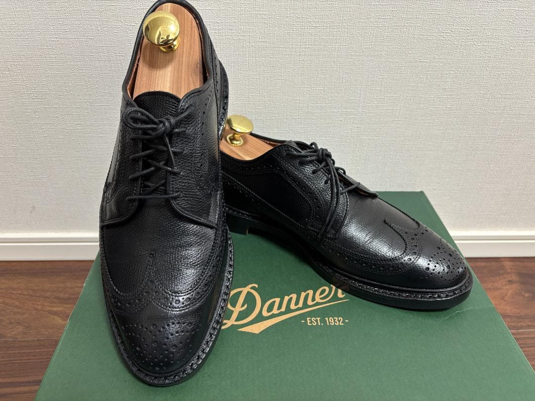 ブルックスブラザーズ ロングウィング ブラック グレインレザー