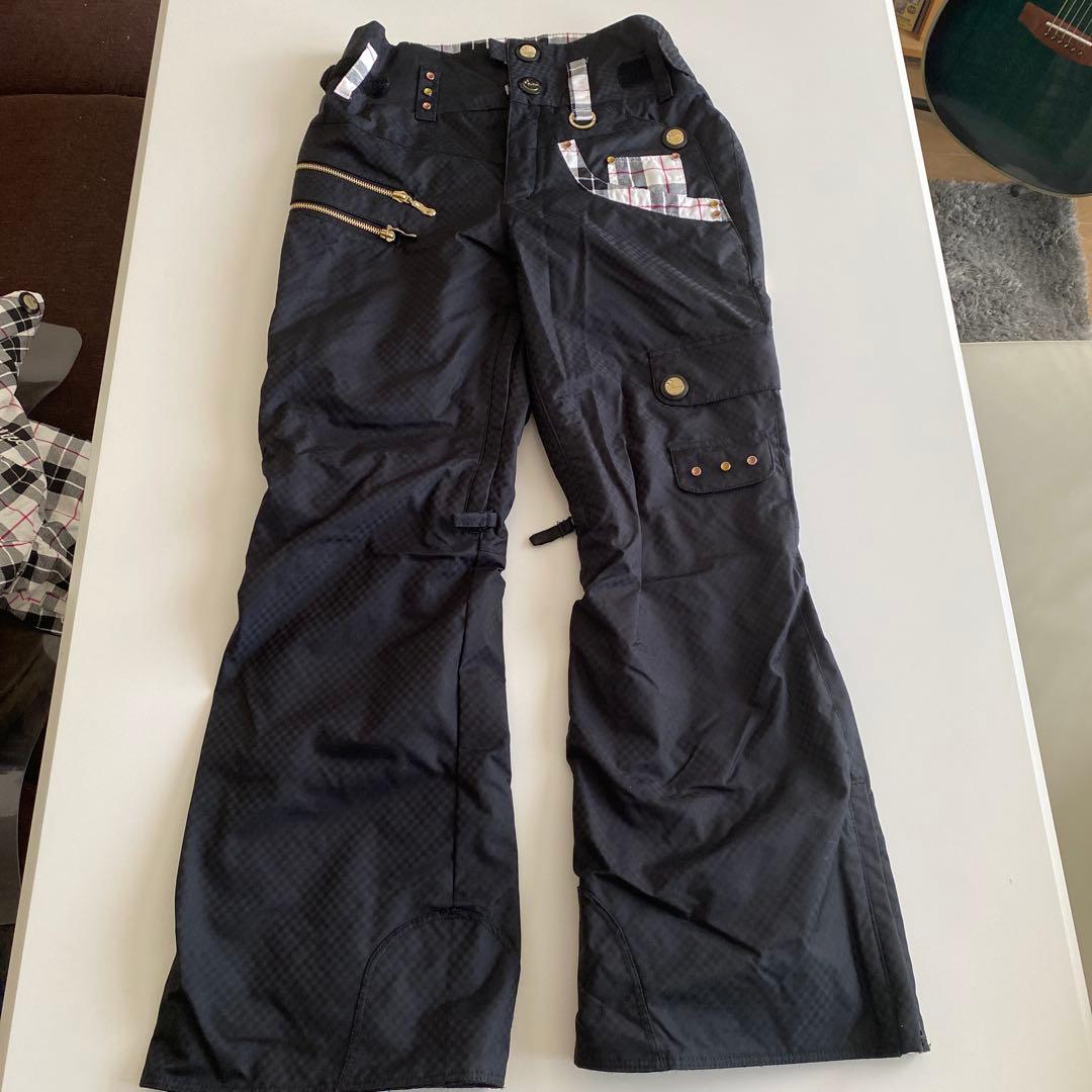 小物・カイロ付きFABLICE スノーボード・スキーウェア チェック柄上L 下M