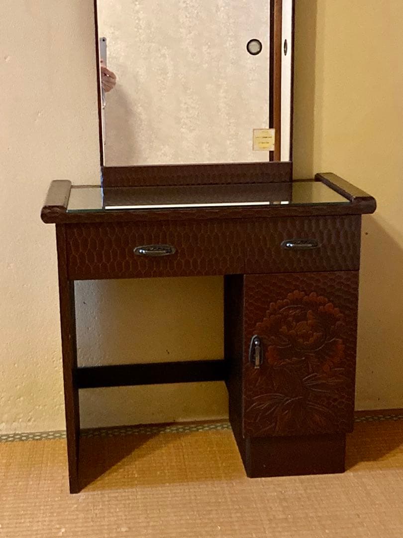 鎌倉彫 鏡台 ドレッサー　一面鏡化粧台