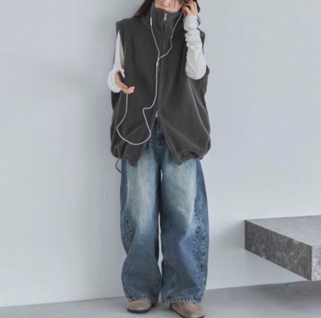 【新品未使用】feepur ダブルジップボアベスト グレー