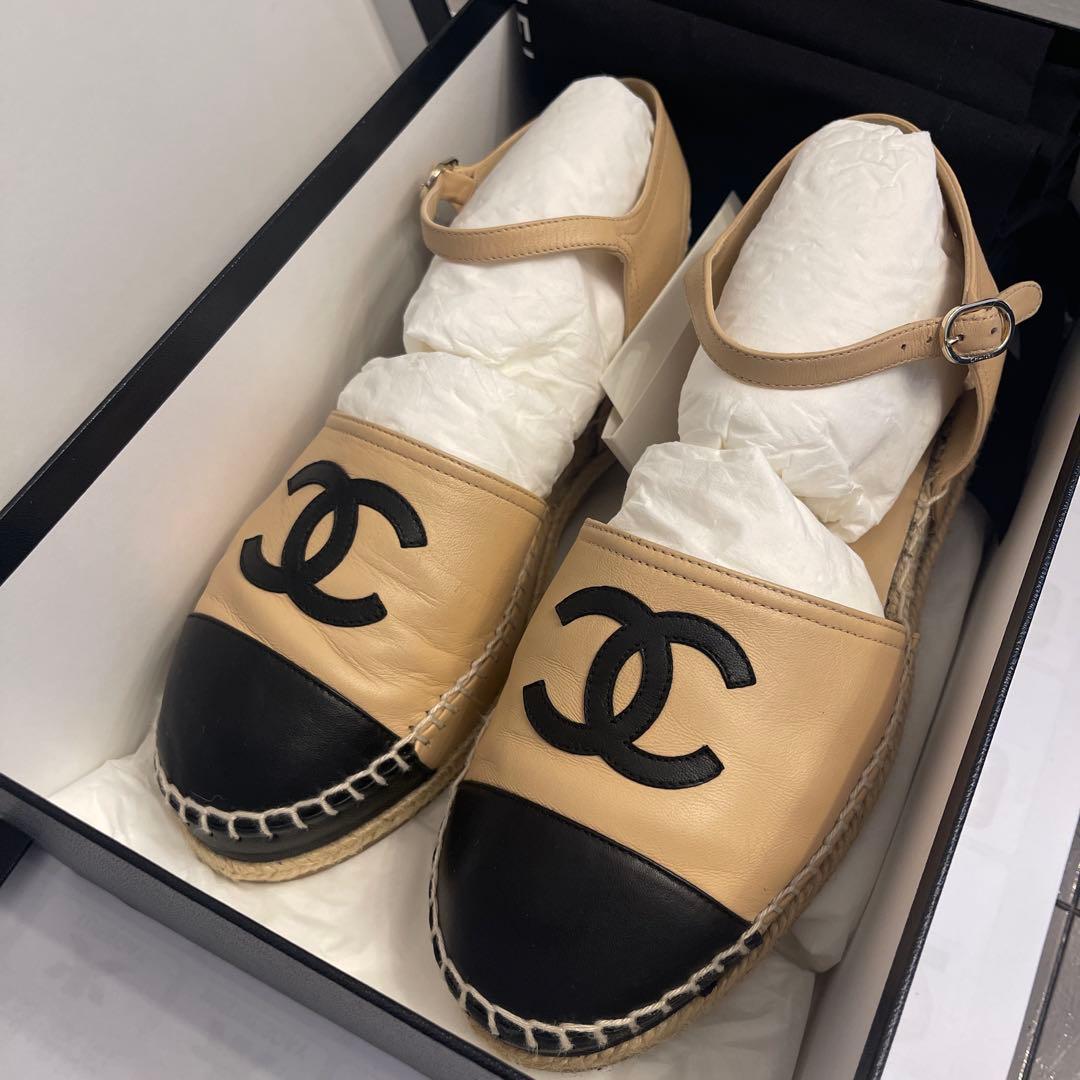 CHANEL エスパドリーユ ベージュ/黒