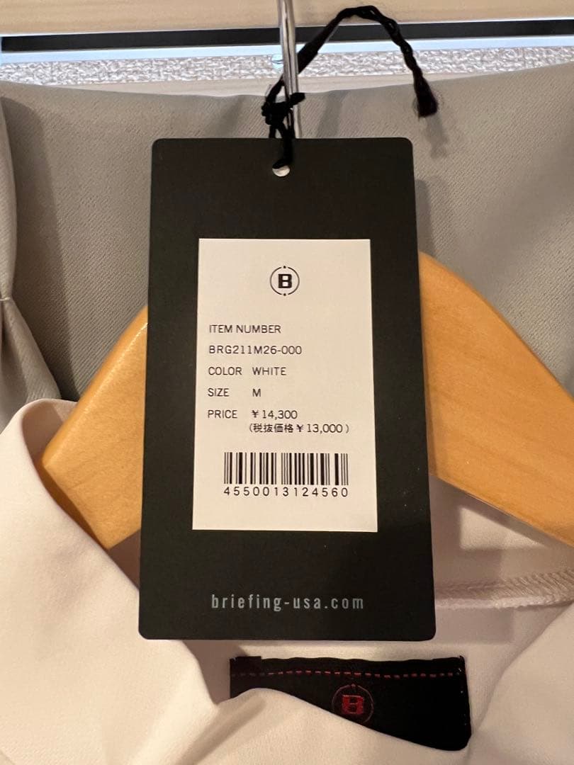BRIEFING 半袖モックネックシャツ　ホワイト Mサイズ