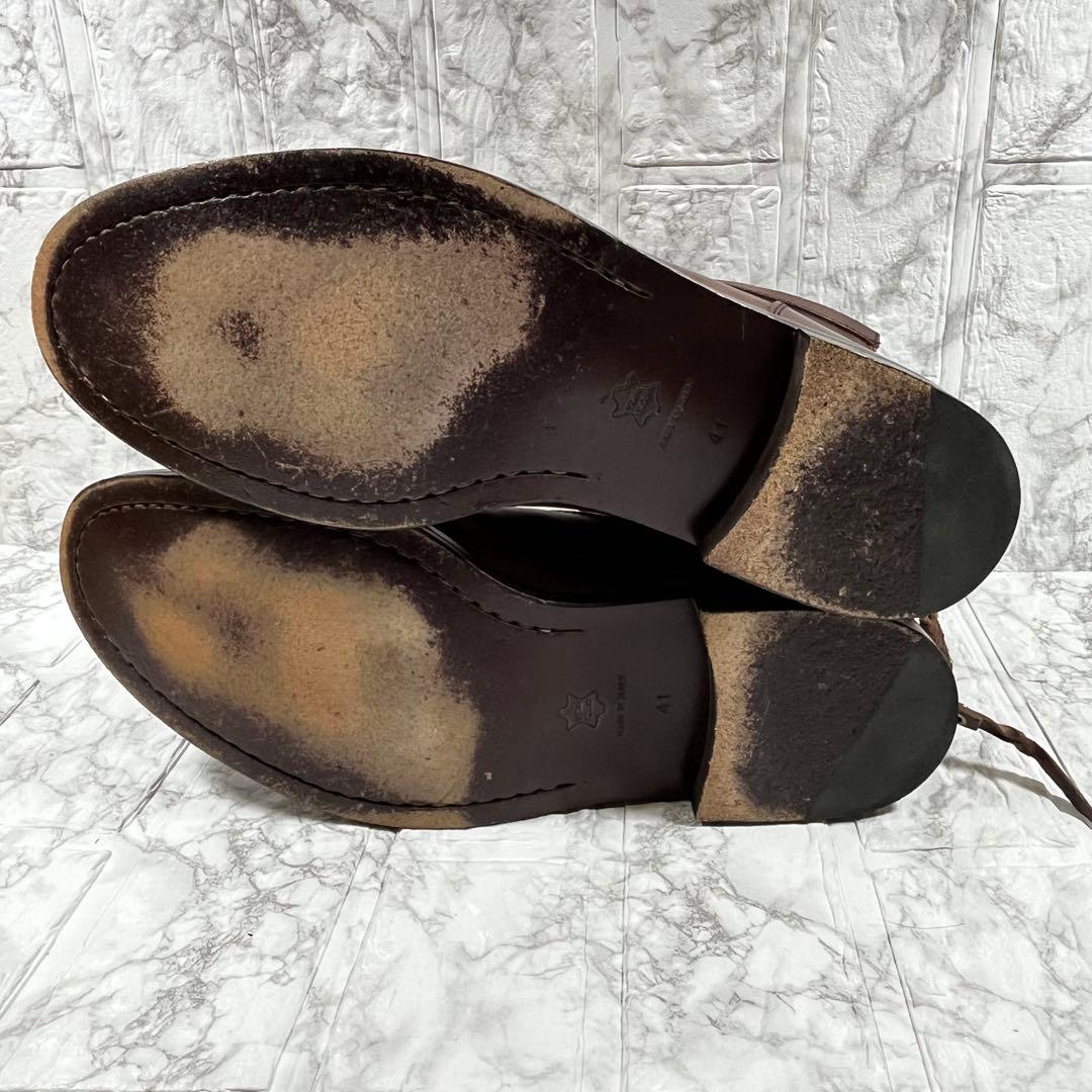 【美品】PADRONE ペコスブーツ　茶芯　本革　バックジップ　25.5㎝