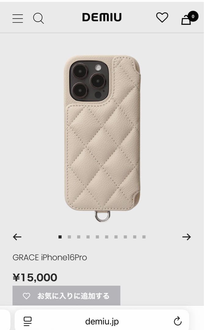 GRACE iPhone16背面手帳型ケース ベージュ