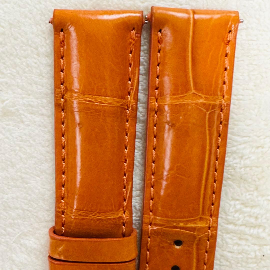 3014#20mm-18mmオレンジ★本物クロコダイルレザーベルト★スイス製