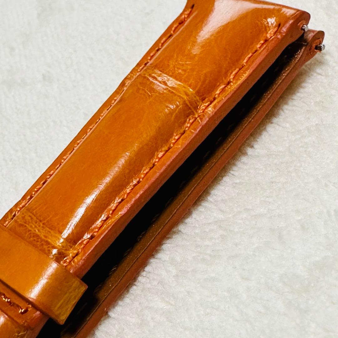 3014#20mm-18mmオレンジ★本物クロコダイルレザーベルト★スイス製
