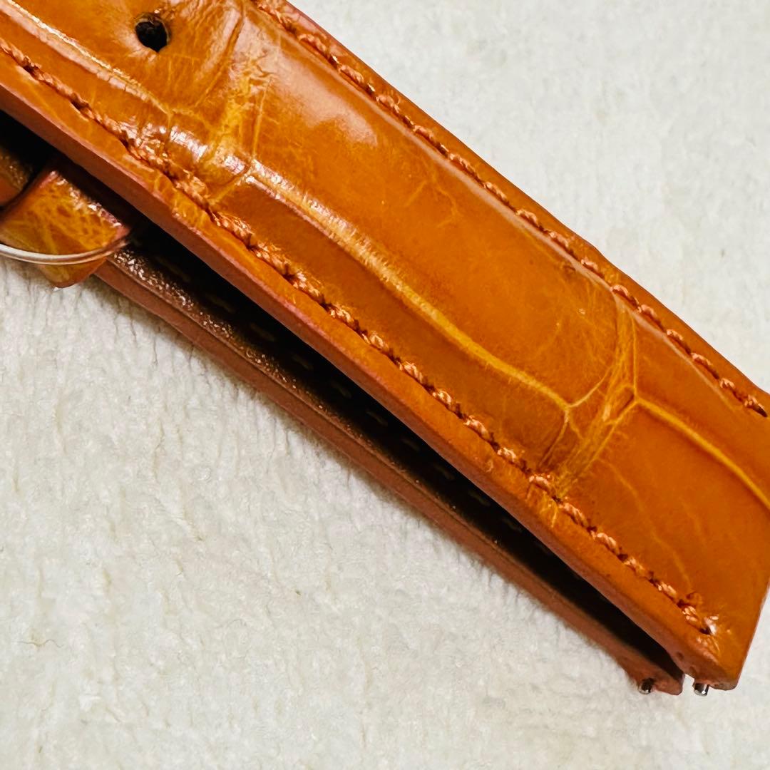 3014#20mm-18mmオレンジ★本物クロコダイルレザーベルト★スイス製