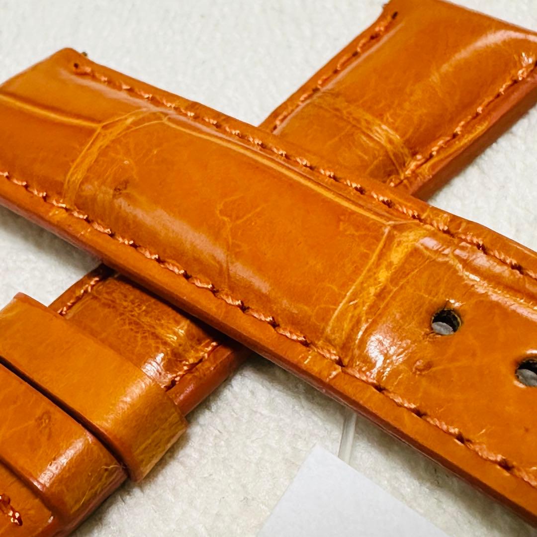 3014#20mm-18mmオレンジ★本物クロコダイルレザーベルト★スイス製
