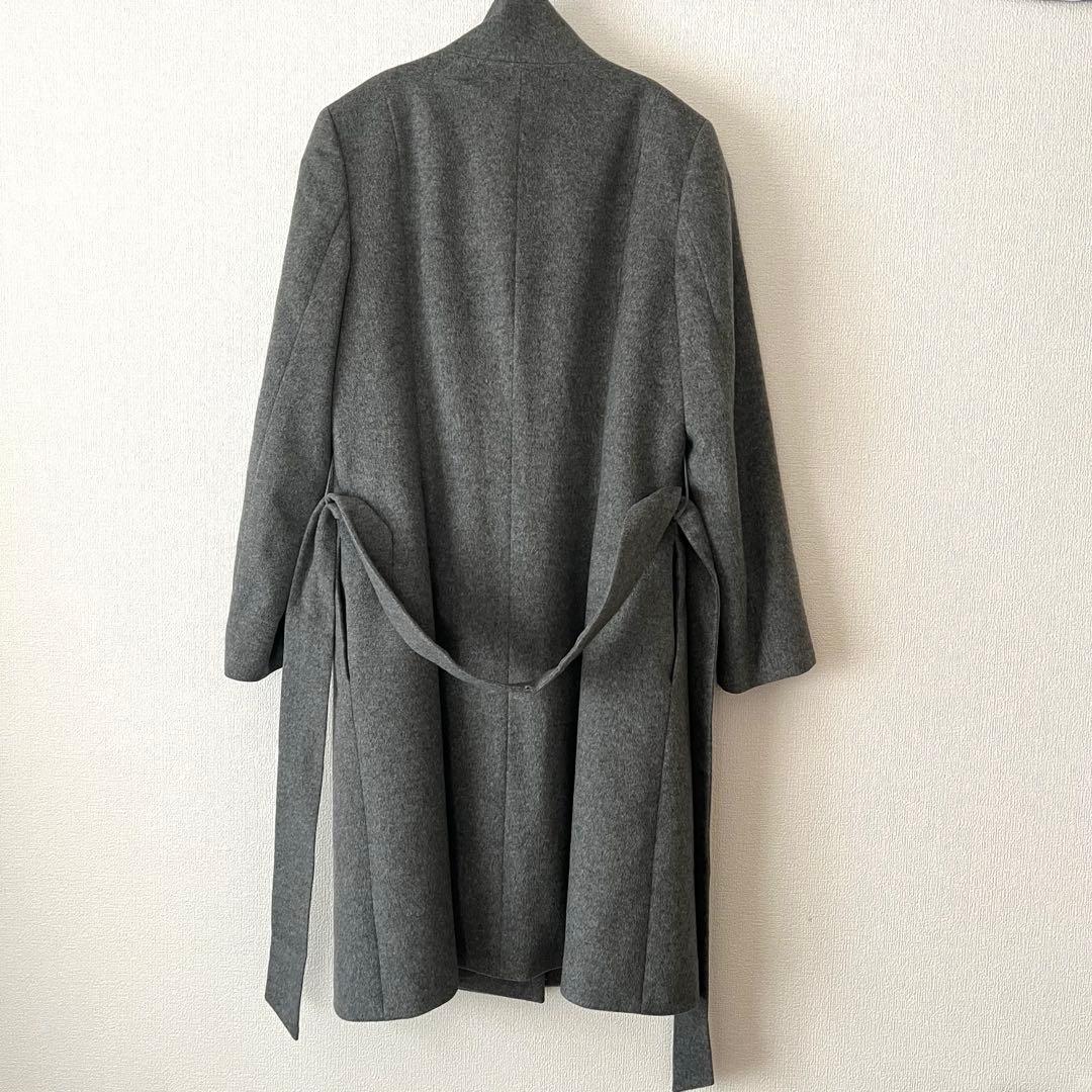 自由区　上質カシミヤ　スタンドカラーコート　グレー　38