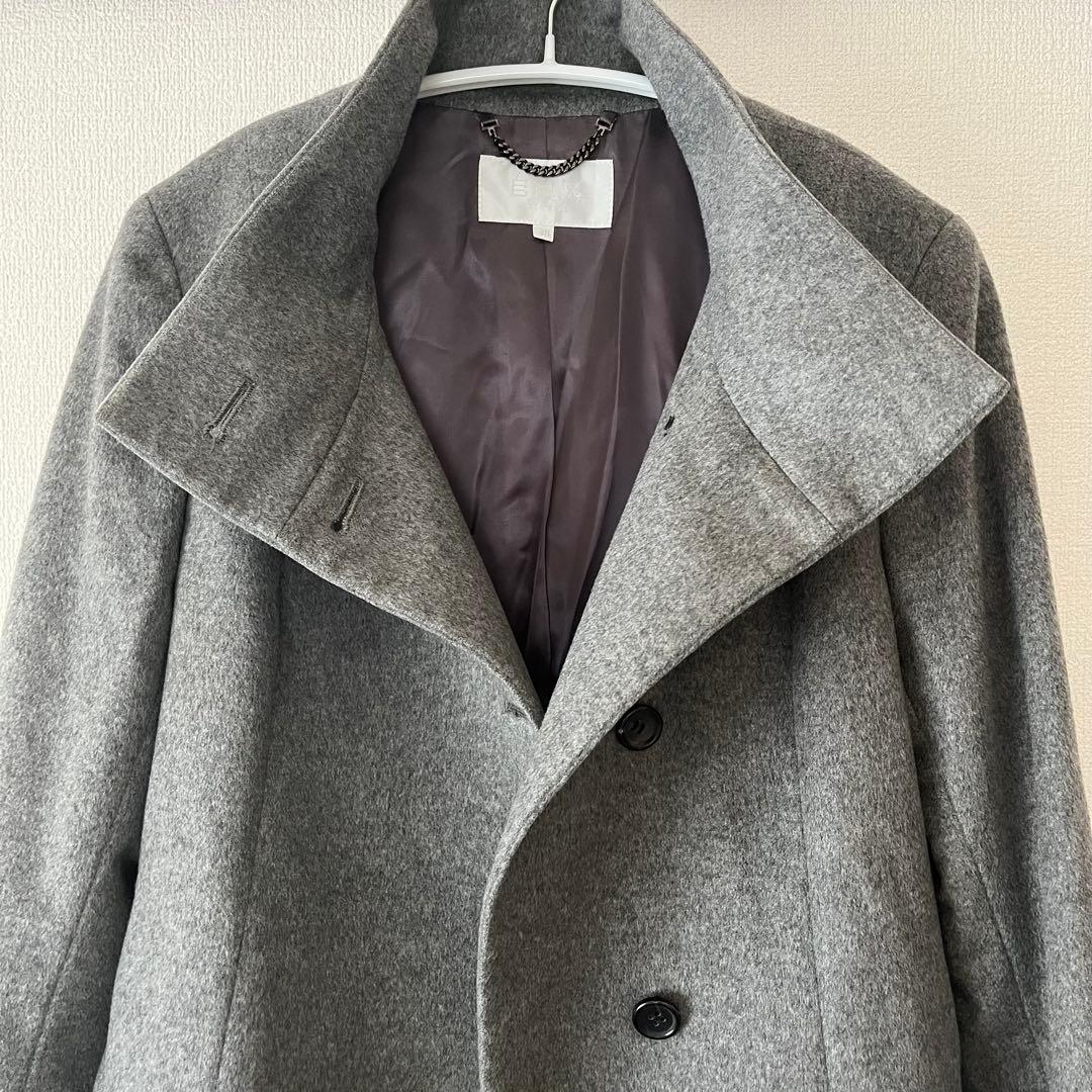 自由区　上質カシミヤ　スタンドカラーコート　グレー　38