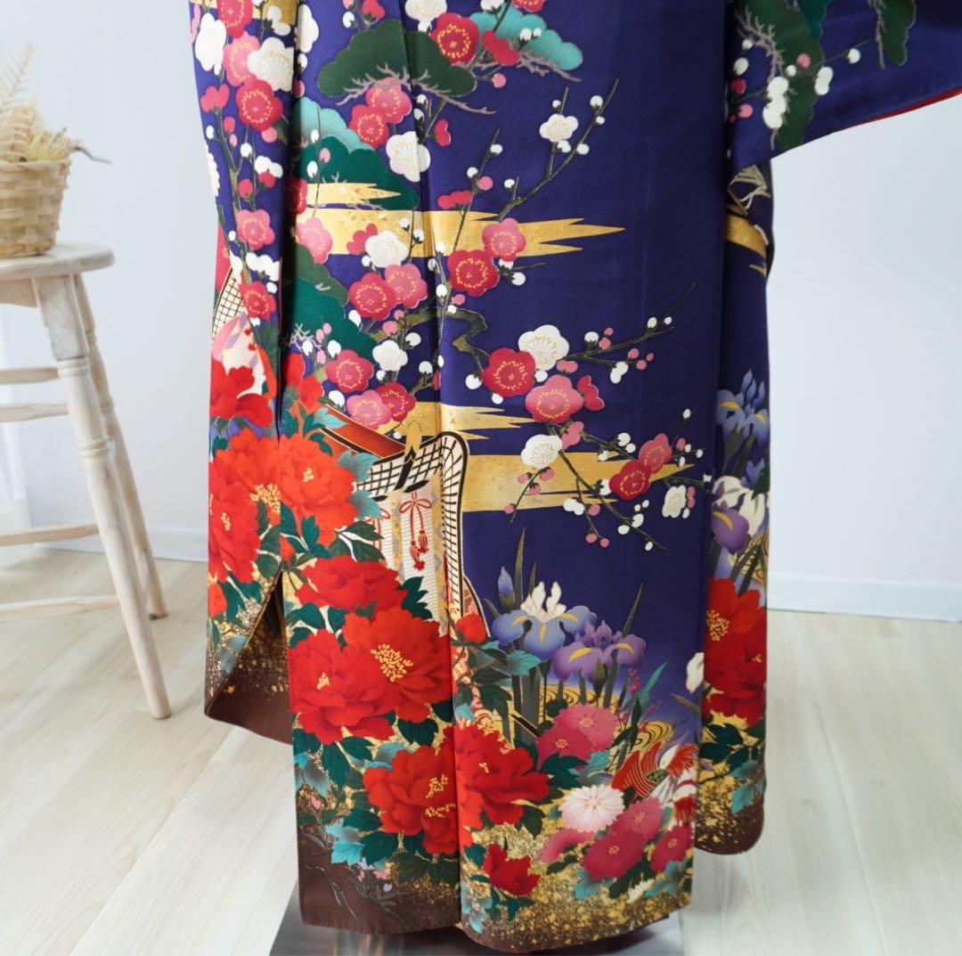 振袖　フルセット5点セット　【346i 】正絹　成人式　青系