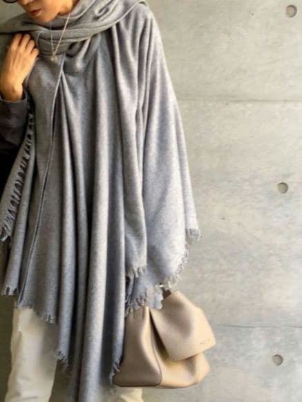 kkクローゼット フリンジ ポンチョ カシミヤ ウール スタイリスト愛用