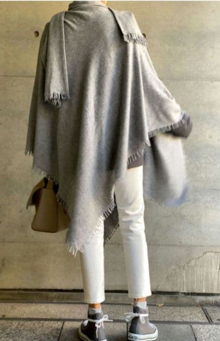 kkクローゼット フリンジ ポンチョ カシミヤ ウール スタイリスト愛用