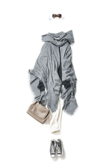 kkクローゼット フリンジ ポンチョ カシミヤ ウール スタイリスト愛用