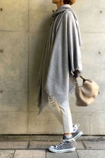 kkクローゼット フリンジ ポンチョ カシミヤ ウール スタイリスト愛用