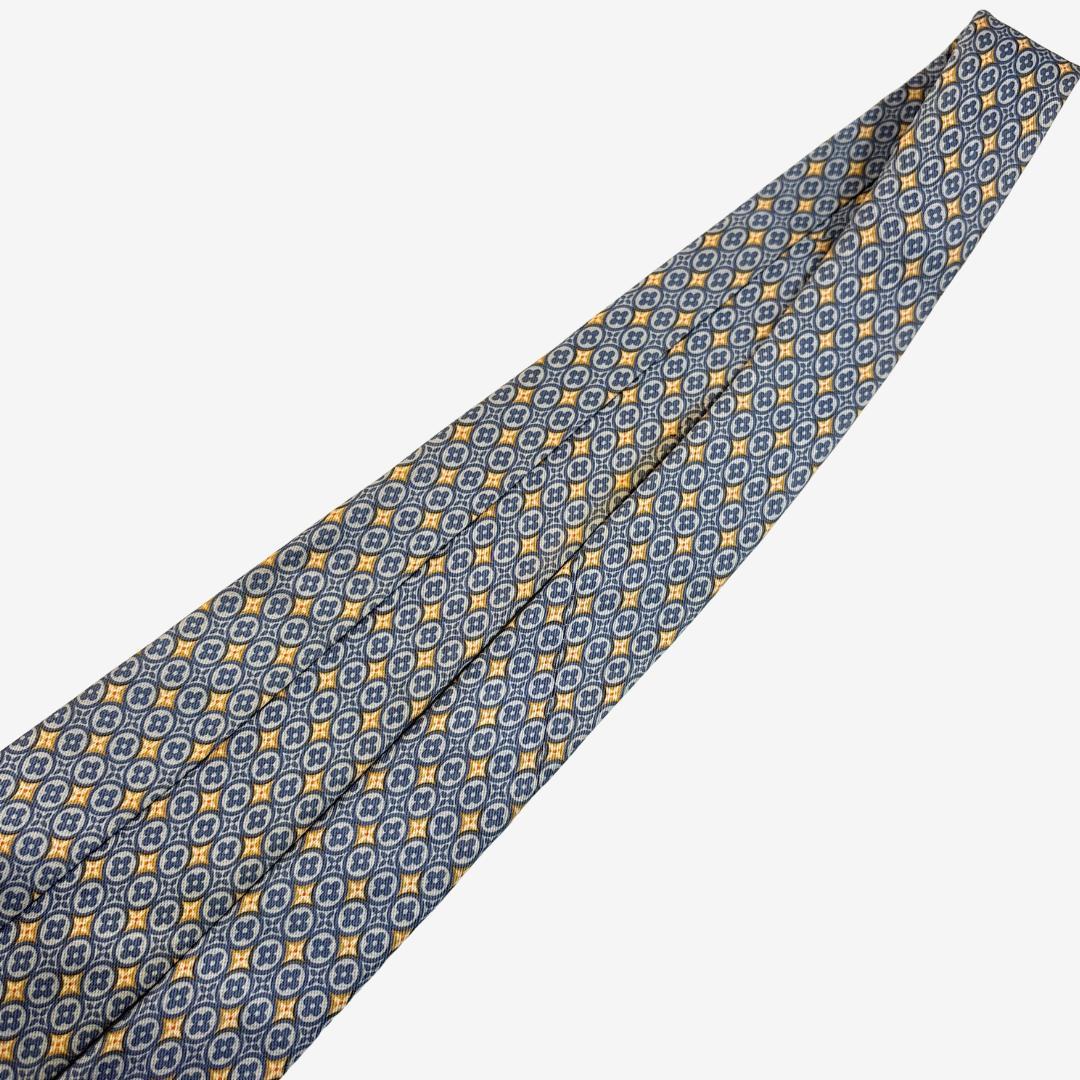 LOUIS VUITTON ネクタイ モノグラム 幾何学柄 ブルー×イエロー