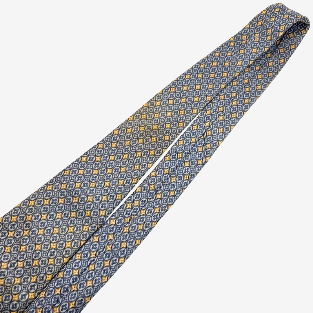 LOUIS VUITTON ネクタイ モノグラム 幾何学柄 ブルー×イエロー