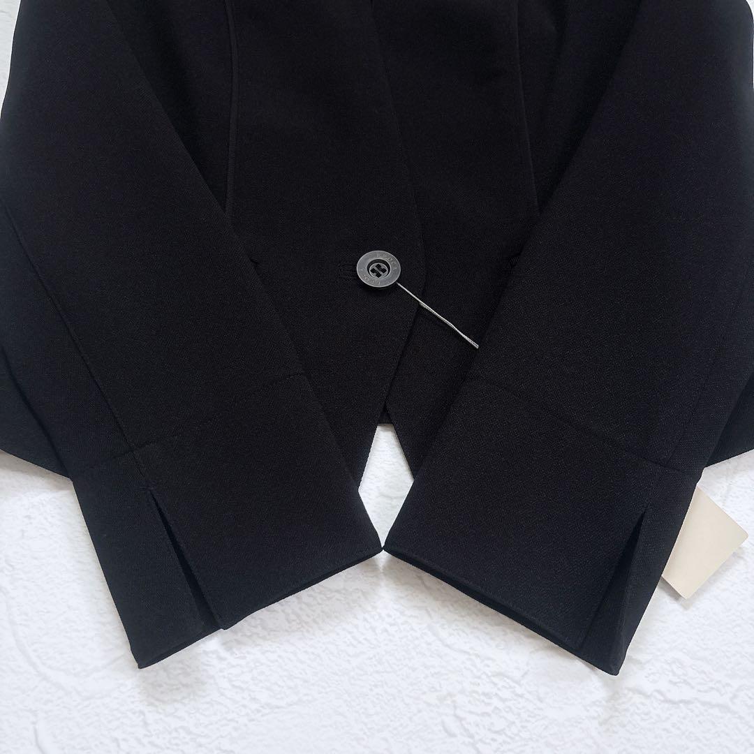 《専用》EPOCA ライトクロス ノーカラージャケット 黒 ロゴボタン 洗える