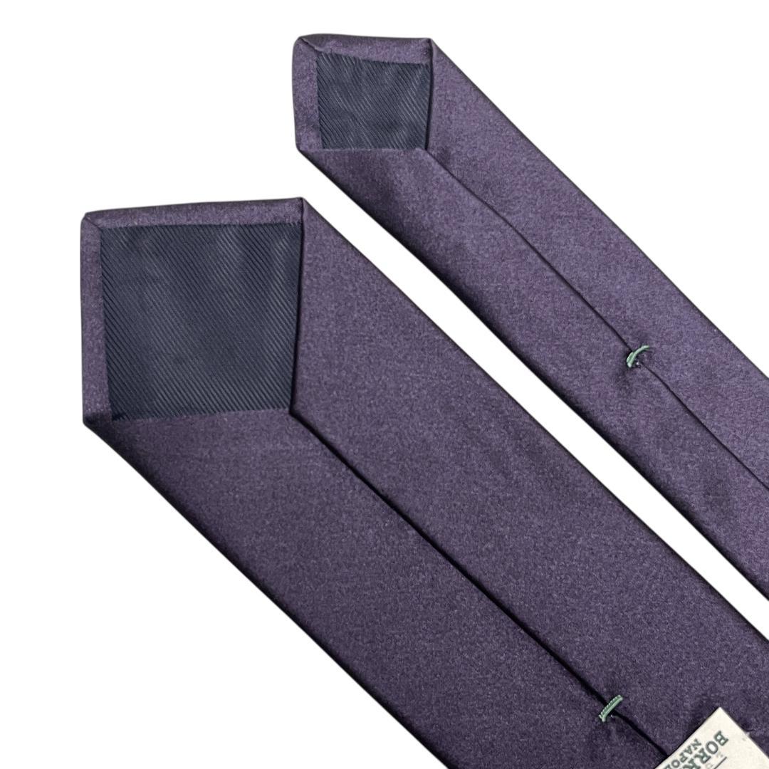 ルイジボレッリ ネクタイ ソリッドタイ 無地 パープル 茄子紺