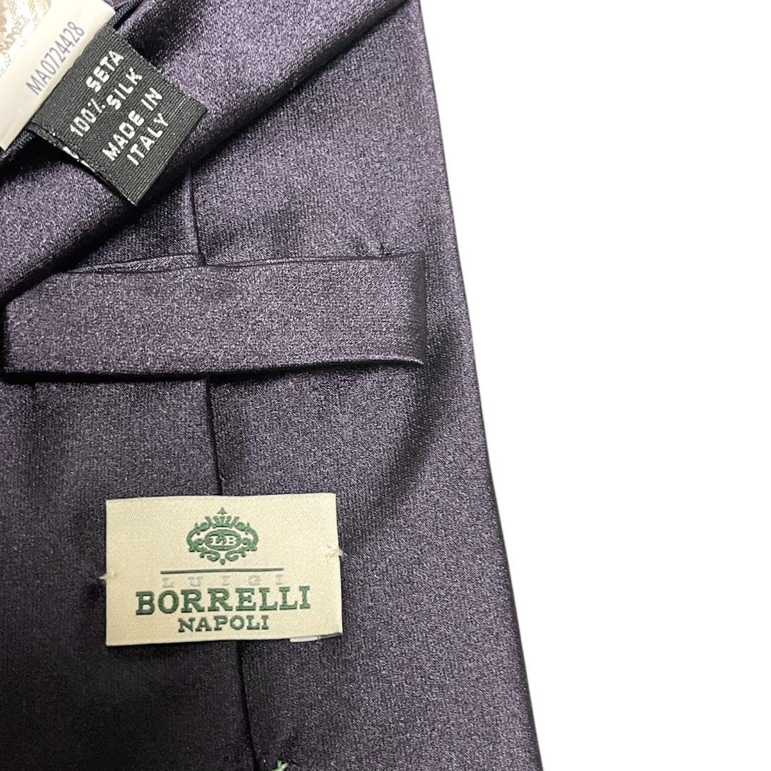 ルイジボレッリ ネクタイ ソリッドタイ 無地 パープル 茄子紺