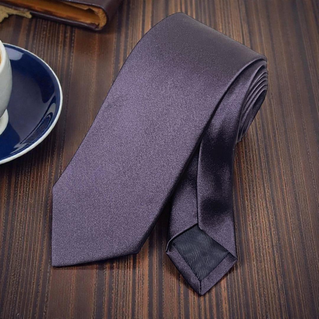 ルイジボレッリ ネクタイ ソリッドタイ 無地 パープル 茄子紺