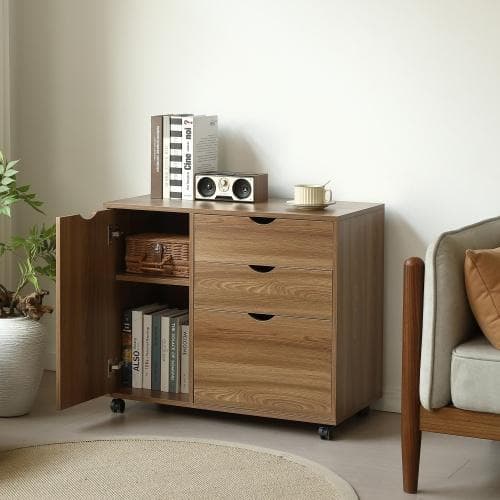 キャビネット幅80 北欧 サイドボード チェスト キャスター付き 引き出し 3段