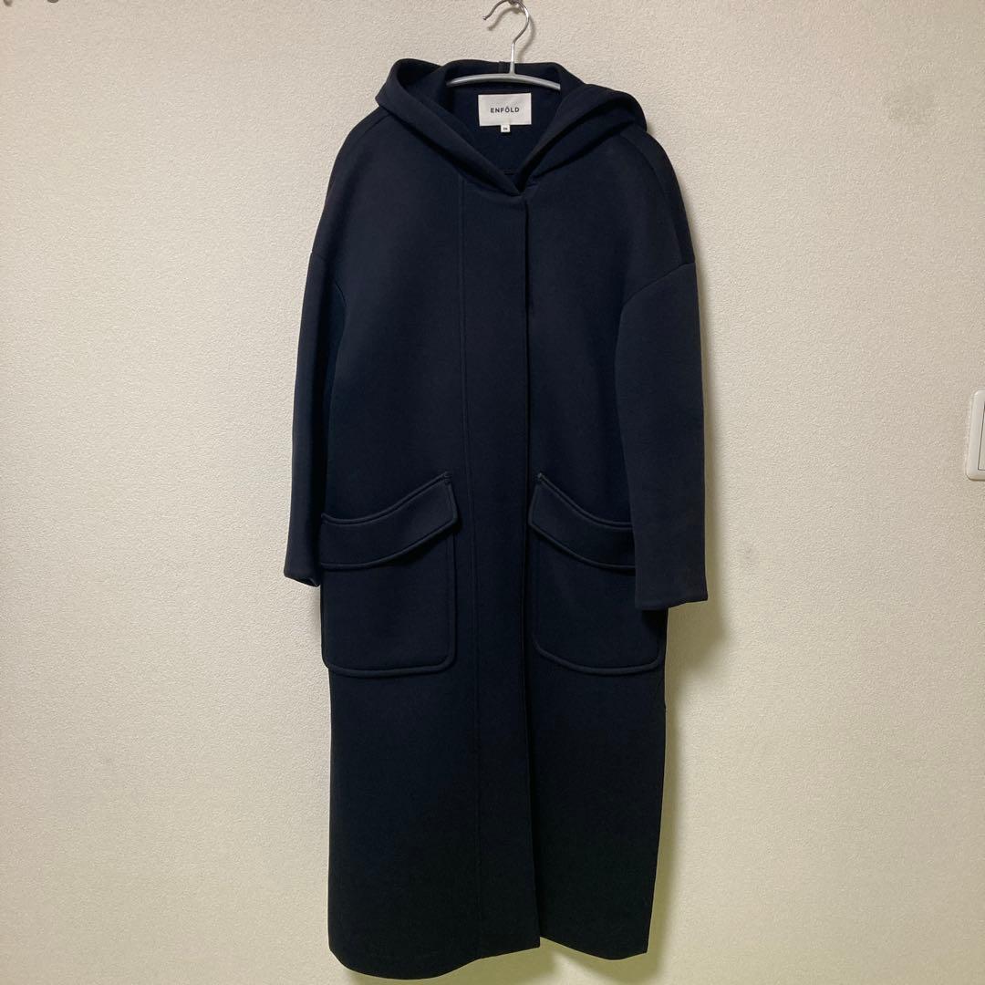 エンフォルド フーデット ボンディングコート 36サイズ ネイビー