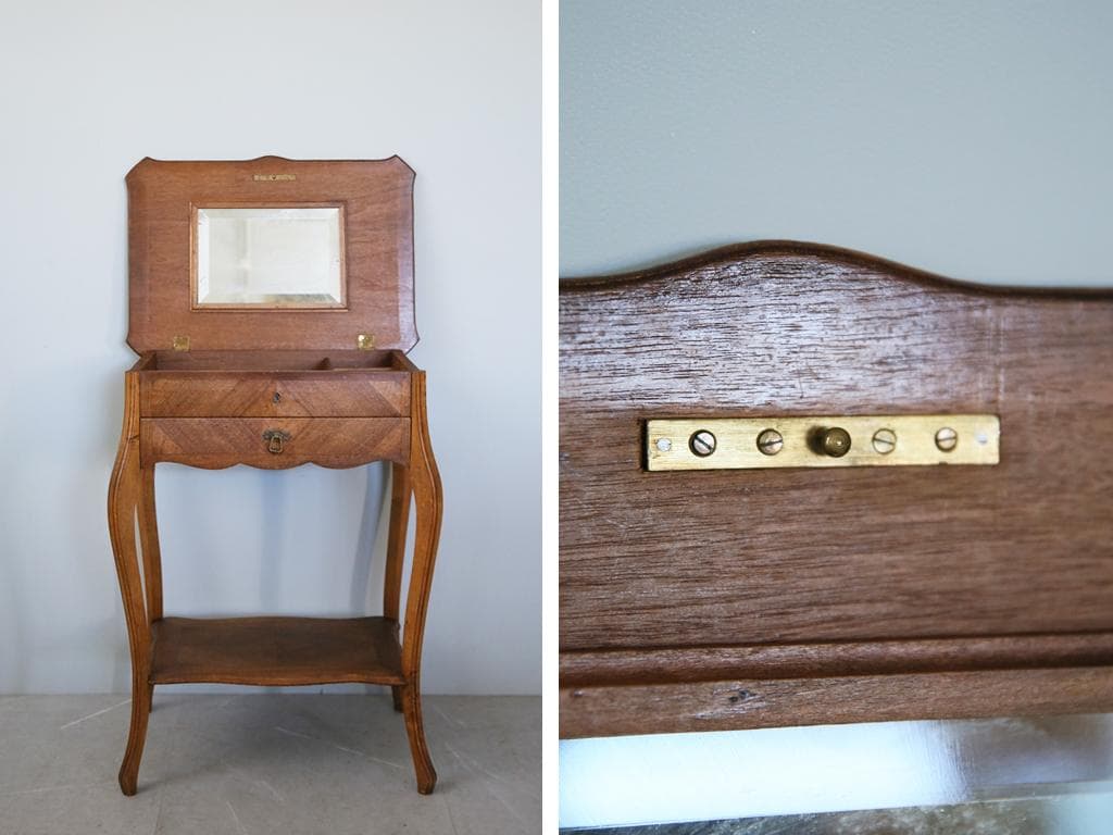 フランスアンティーク◇木製ソーイングテーブル/裁縫箱/机/化粧台(90-195)