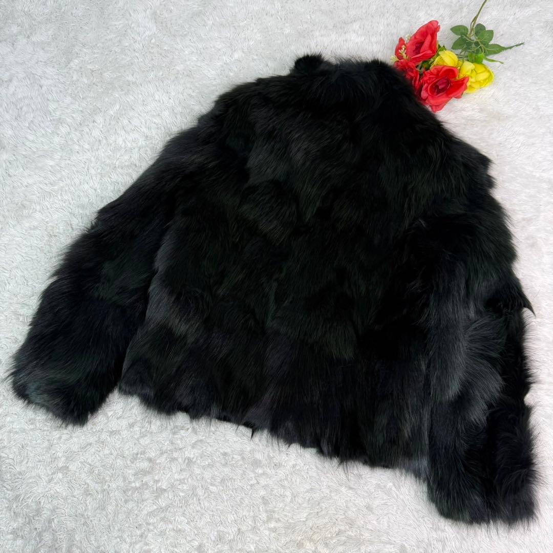 ブルーフォックス クロップド 裏地総柄 軽量 リアルファー 本毛皮