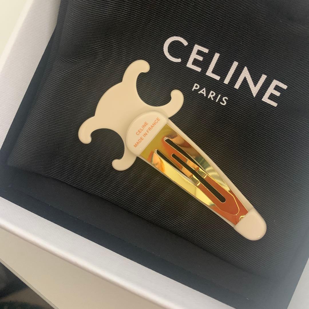 セリーヌ CELINE ラージ ヘアクリップ　ヘアピン　アイボリー