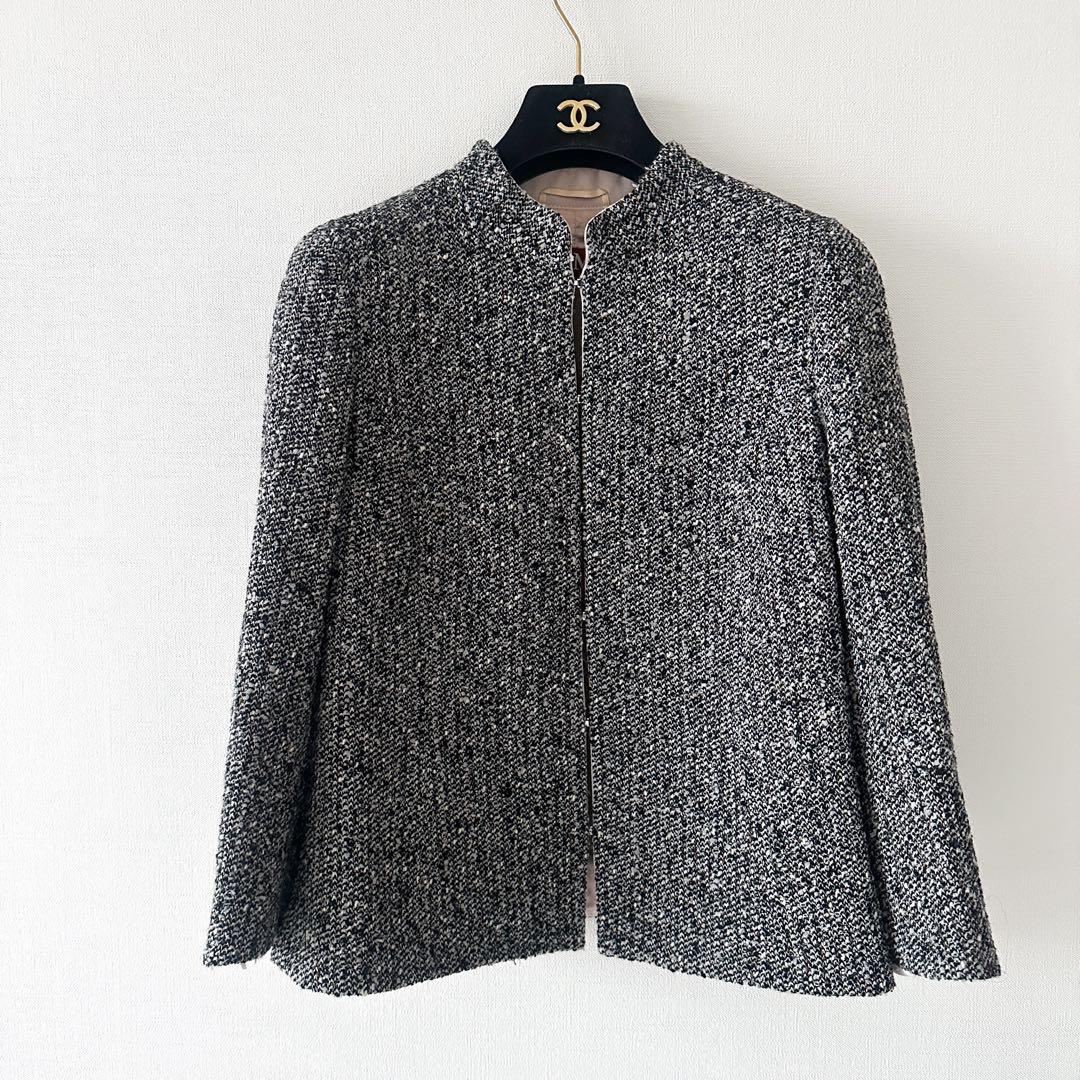 MaxMara studio マックスマーラ /ツイード ノーカラー ジャケット
