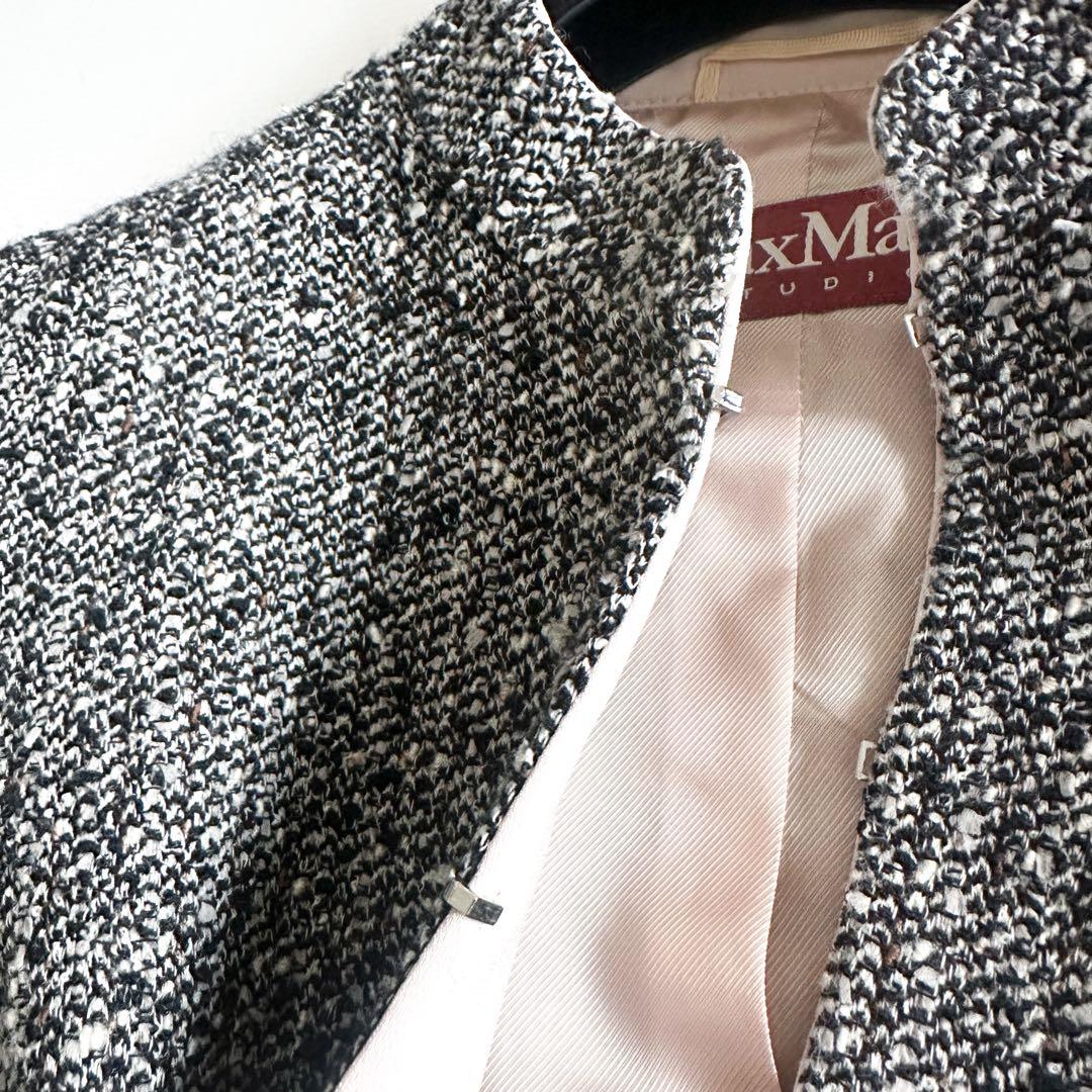 MaxMara studio マックスマーラ /ツイード ノーカラー ジャケット