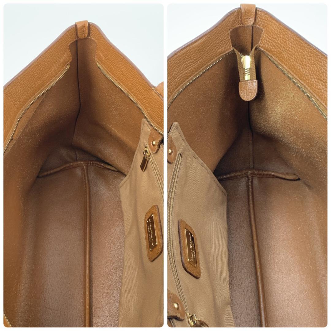 サルヴァトーレフェラガモ ダブルガンチーニ トートバッグ シボレザー ブラウン