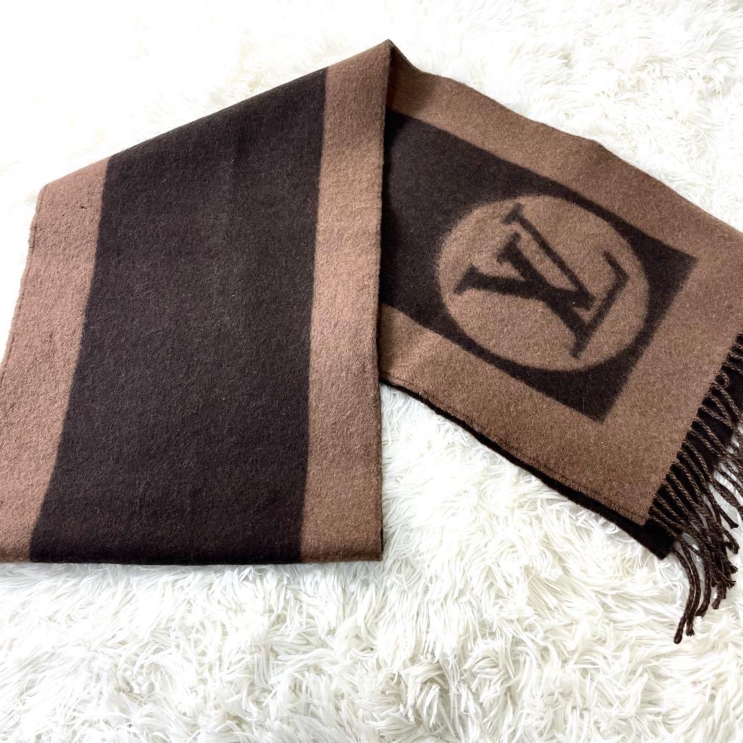 ルイヴィトン　マフラー　M72204 ウール×アンゴラ ブラウン デカロゴ